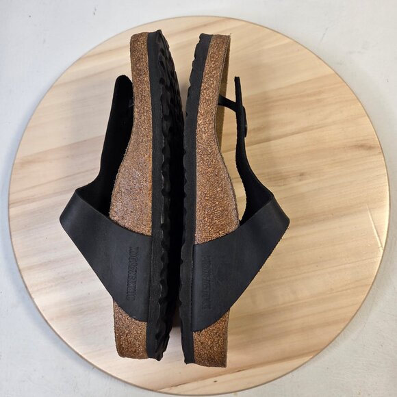 Birkenstock Gizeh Black Oiled Leather Thong Sandals Women EU 39/ US 8 - Picture 9 of 13